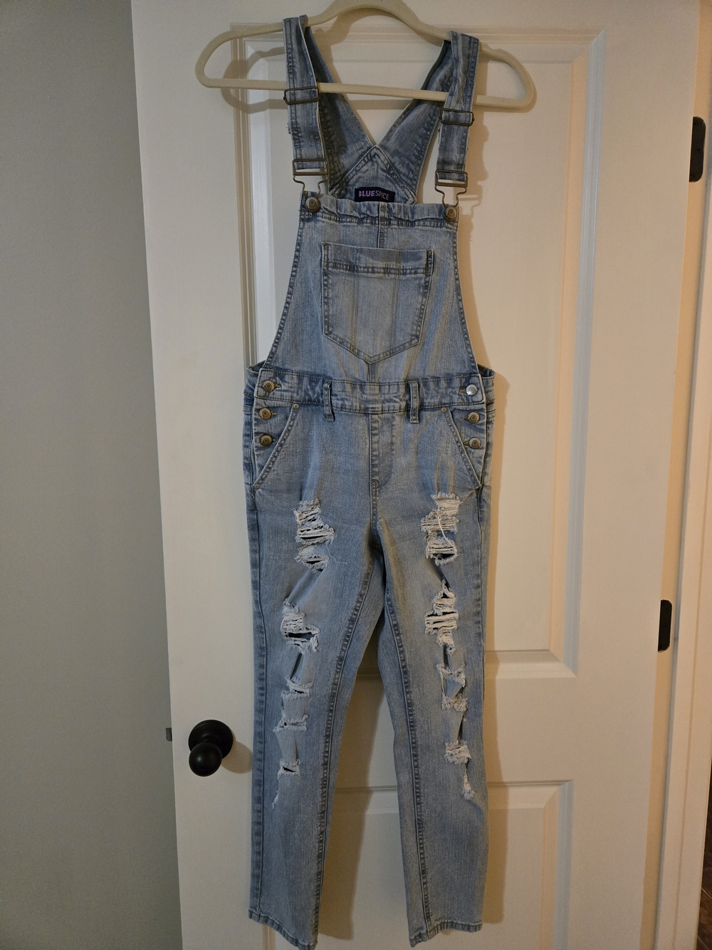 Blue Spice Denim Skinny Jeans Ripped Overalls Size 5